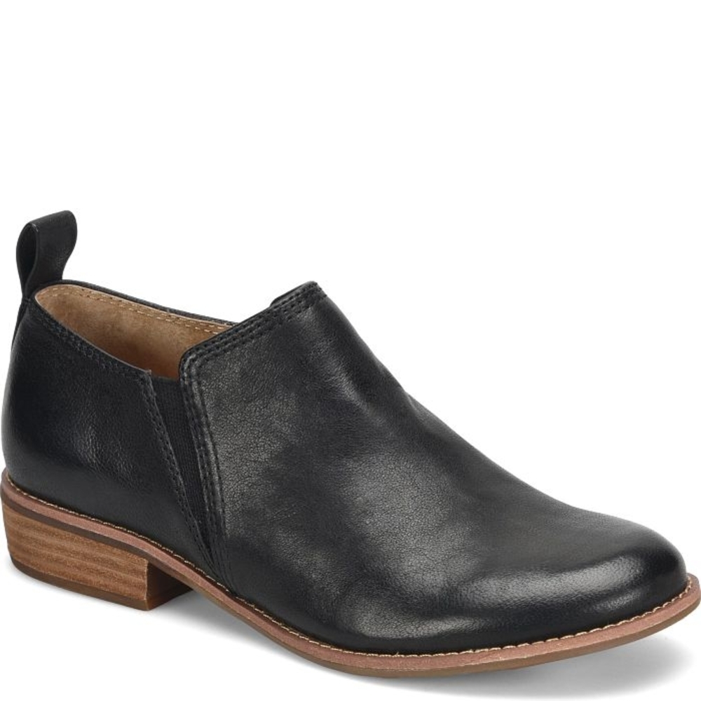 Sofft Black Leather Flats with Elastic Panels